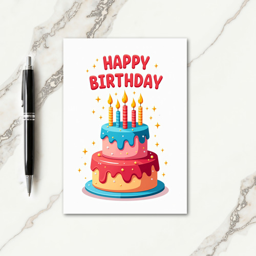 Striped Cake Party Treat Card