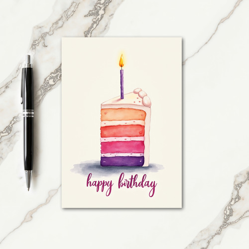 Striped Cake Slice Art Card