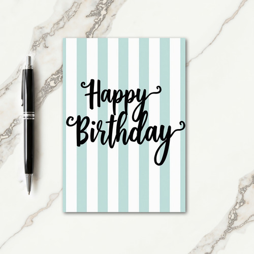 Striped Calligraphy Birthday Card