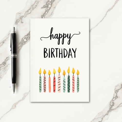 Striped Candle Birthday Card