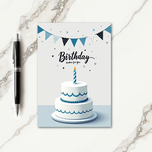 Striped Candle Birthday Wish Card