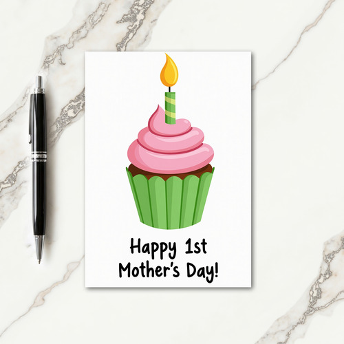 Striped Candle Cupcake Card