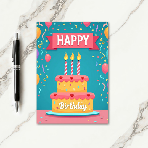 Striped Candle Party Card