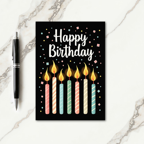 Striped Candles Birthday Card