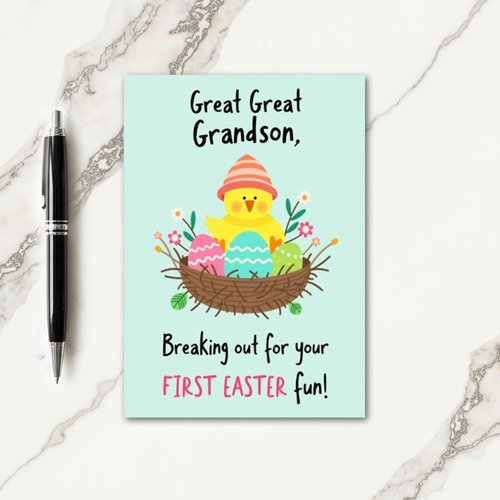 Striped Cap Chick Easter Card