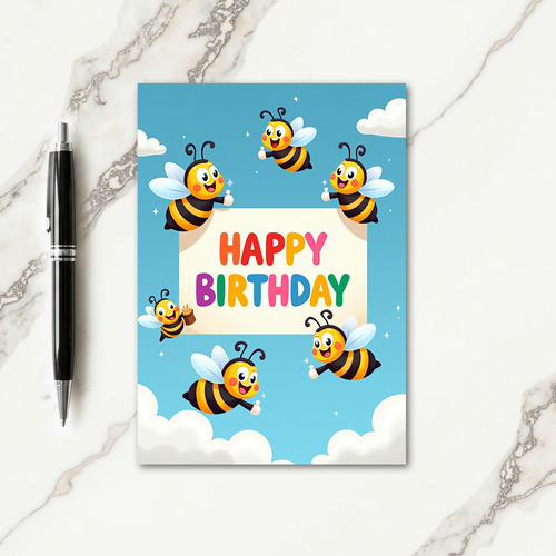 Striped Cartoon Birthday Card