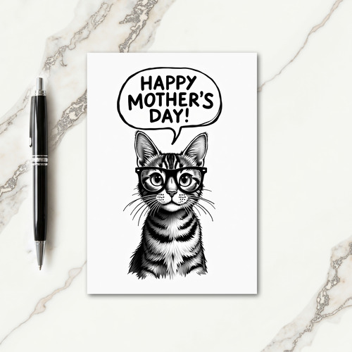 Striped Cat Affectionate Mothers Card