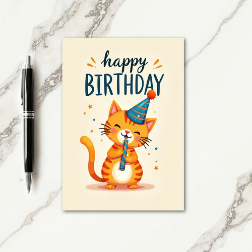 Striped Cat Birthday Card