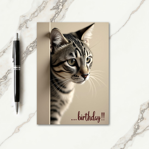 Striped Cat Birthday Reveal Card