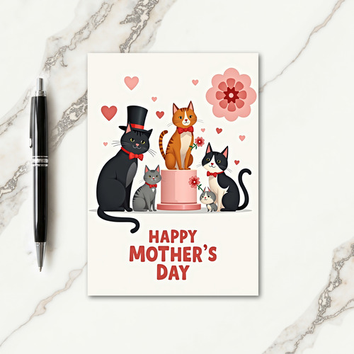 Striped Cat Blossom Card