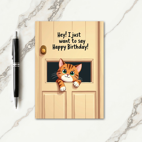 Striped Cat Cheerful Birthday Card