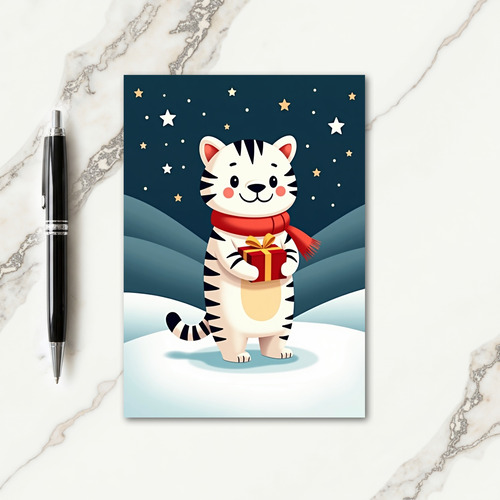 Striped Cat Christmas Card