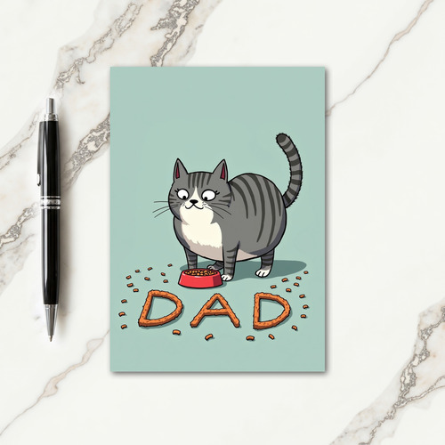 Striped Cat Dad Kibble Father Card