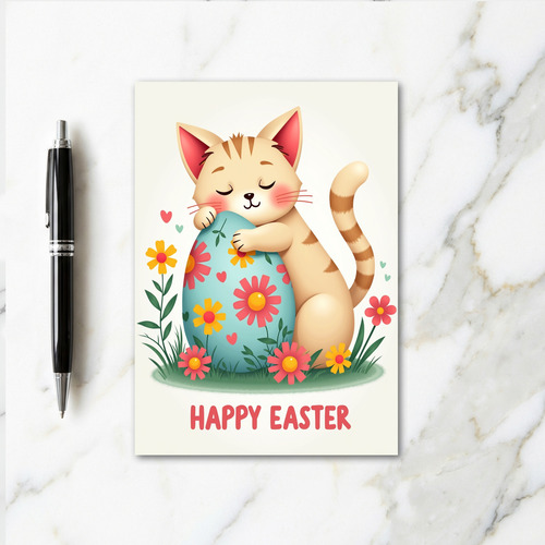 Striped Cat Easter Egg Card