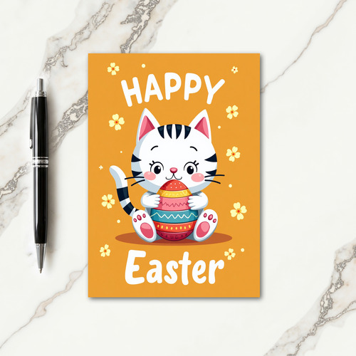 Striped Cat Egg Celebration Card