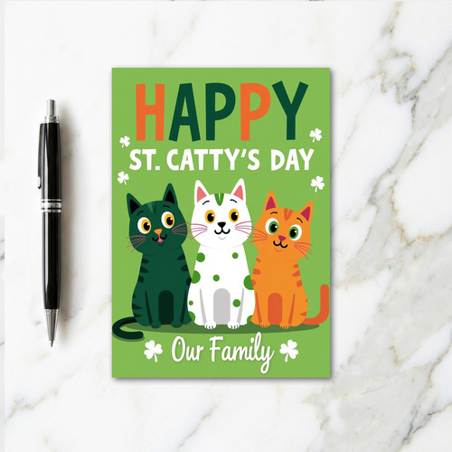 Striped Cat Family Card