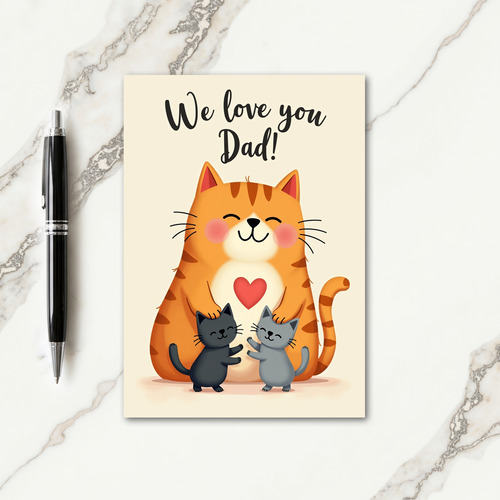 Striped Cat Fathers Day Card