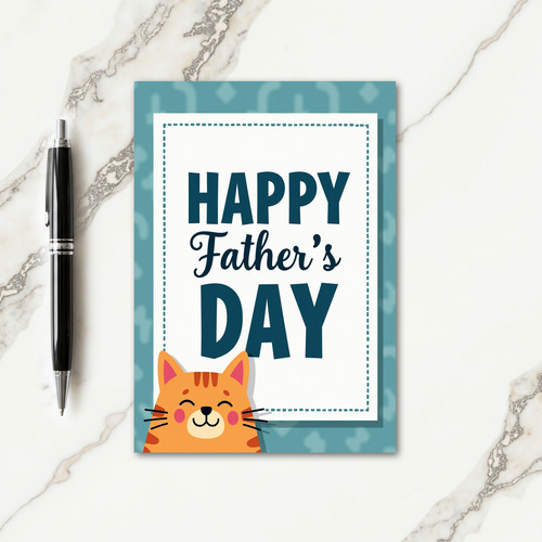 Striped Cat Fathers Day Love Card