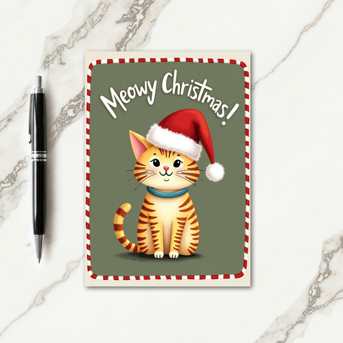 Striped Cat Festive Card thumbnail