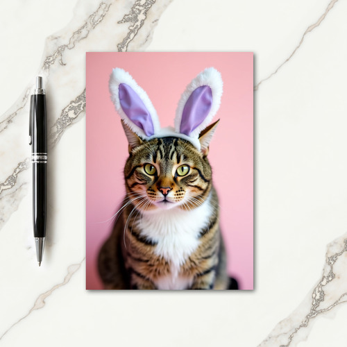Striped Cat Festive Ears Portrait Card