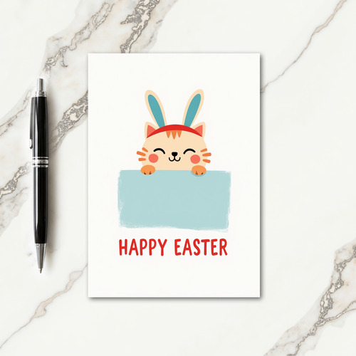 Striped Cat Happy Easter Card