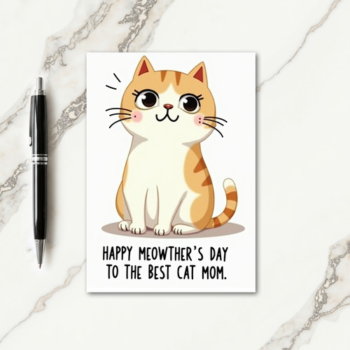 Striped Cat Illustration Card