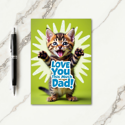 Striped Cat Love You Dad Card