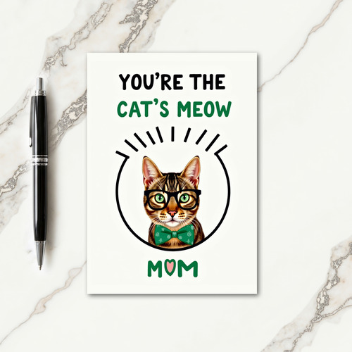 Striped Cat Meow Mom Card