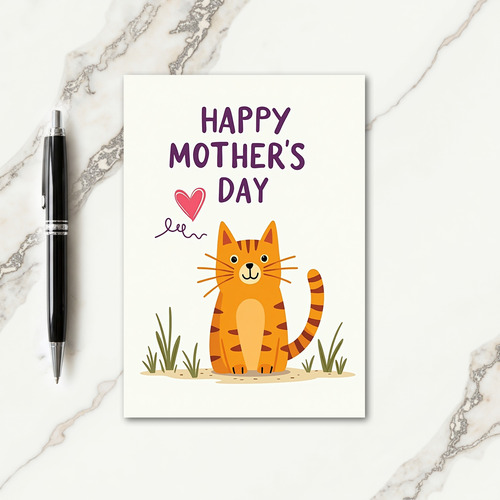 Striped Cat Moms Day Card