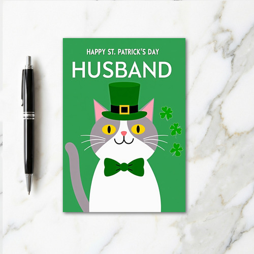 Striped Cat St Patricks Card