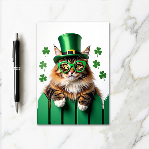 Striped Cat St Patricks Day Card