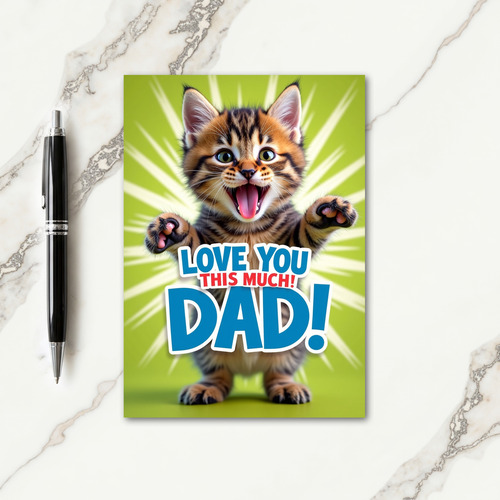 Striped Cat Sweet Fathers Day Card