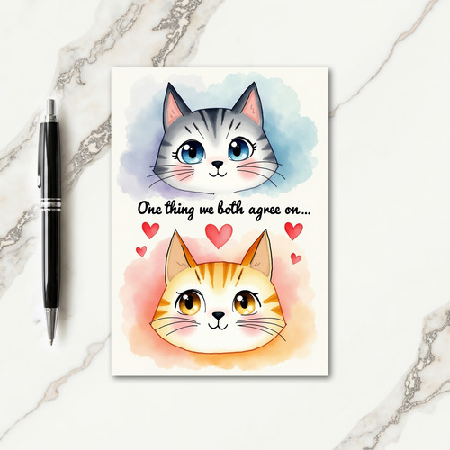 Striped Cats Agree Card