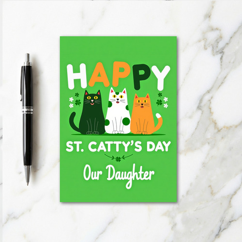 Striped Cats Happy St Cattys Day Card