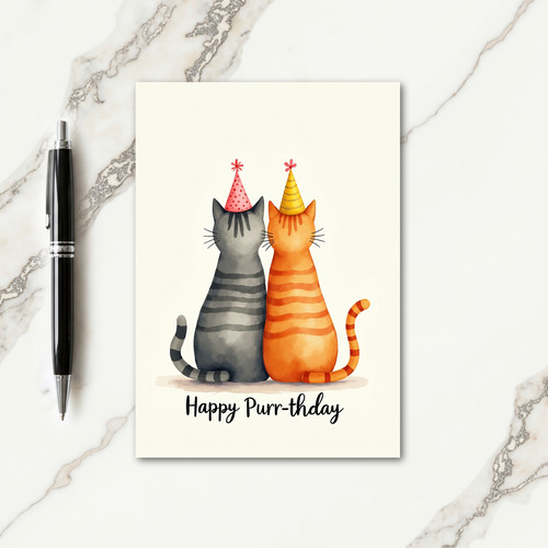 Striped Cats Joyful Card