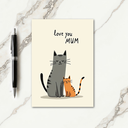 Striped Cats Love Mum Card