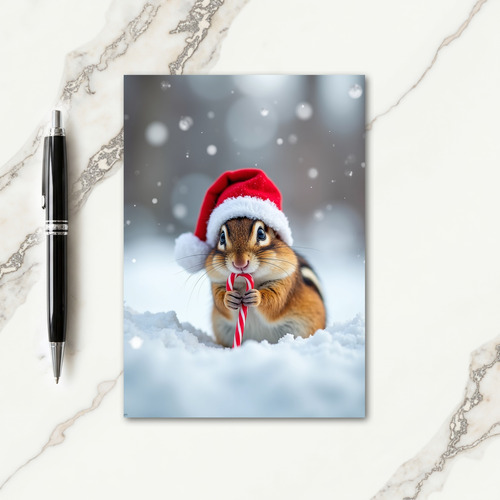 Striped Christmas Animal Card