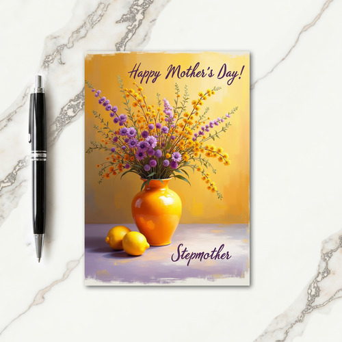 Striped Citrus Bloom Thank You Card