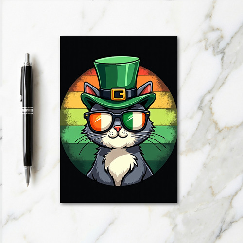 Striped Cool Cat Holiday Card