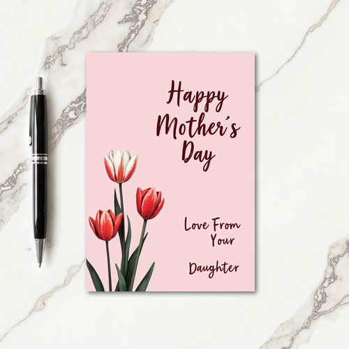 Striped Crimson Bloom Love Card