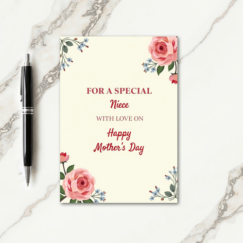 Striped Crimson Rose Thank You Card