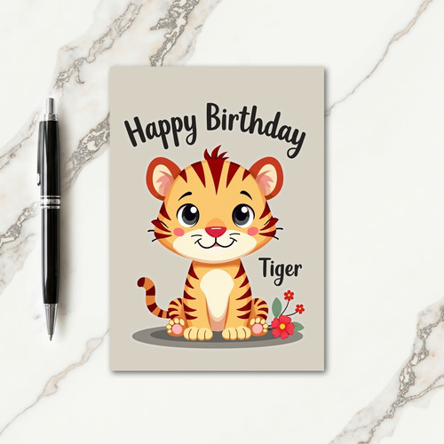 Striped Cub Birthday Image Card
