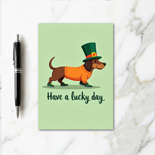 Striped Dachshund Lucky Day Card