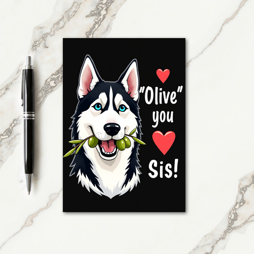 Striped Dog Olive Branch Card