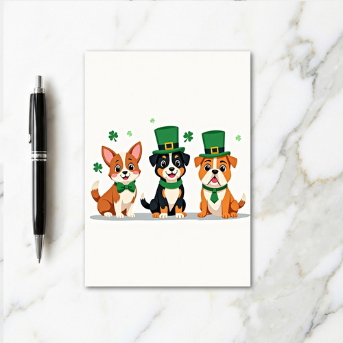 Striped Dogs St Patricks Card