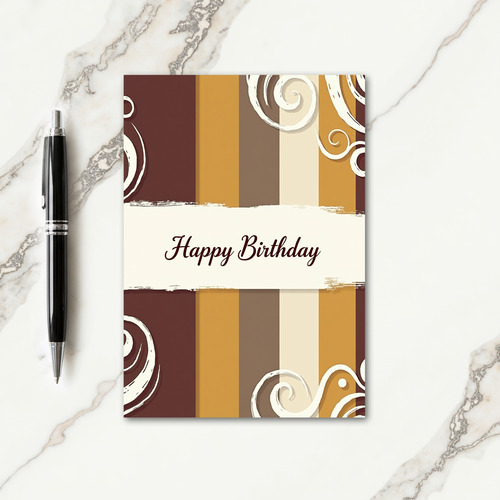 Striped Earthy Birthday Card