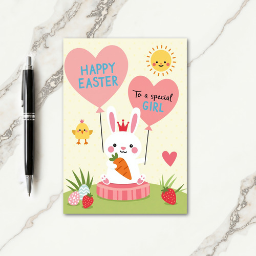 Striped Easter Bunny Girl Card