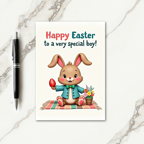Striped Easter Rabbit Card