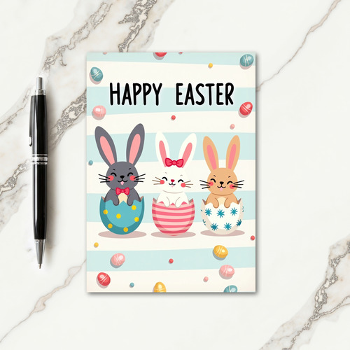Striped Easter Rabbit Scene Card