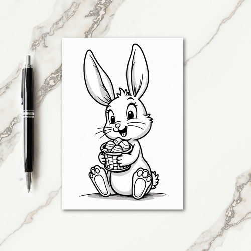 Striped Egg Basket Rabbit Card